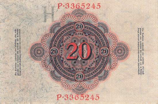 20 Mark Serie H/P 1914